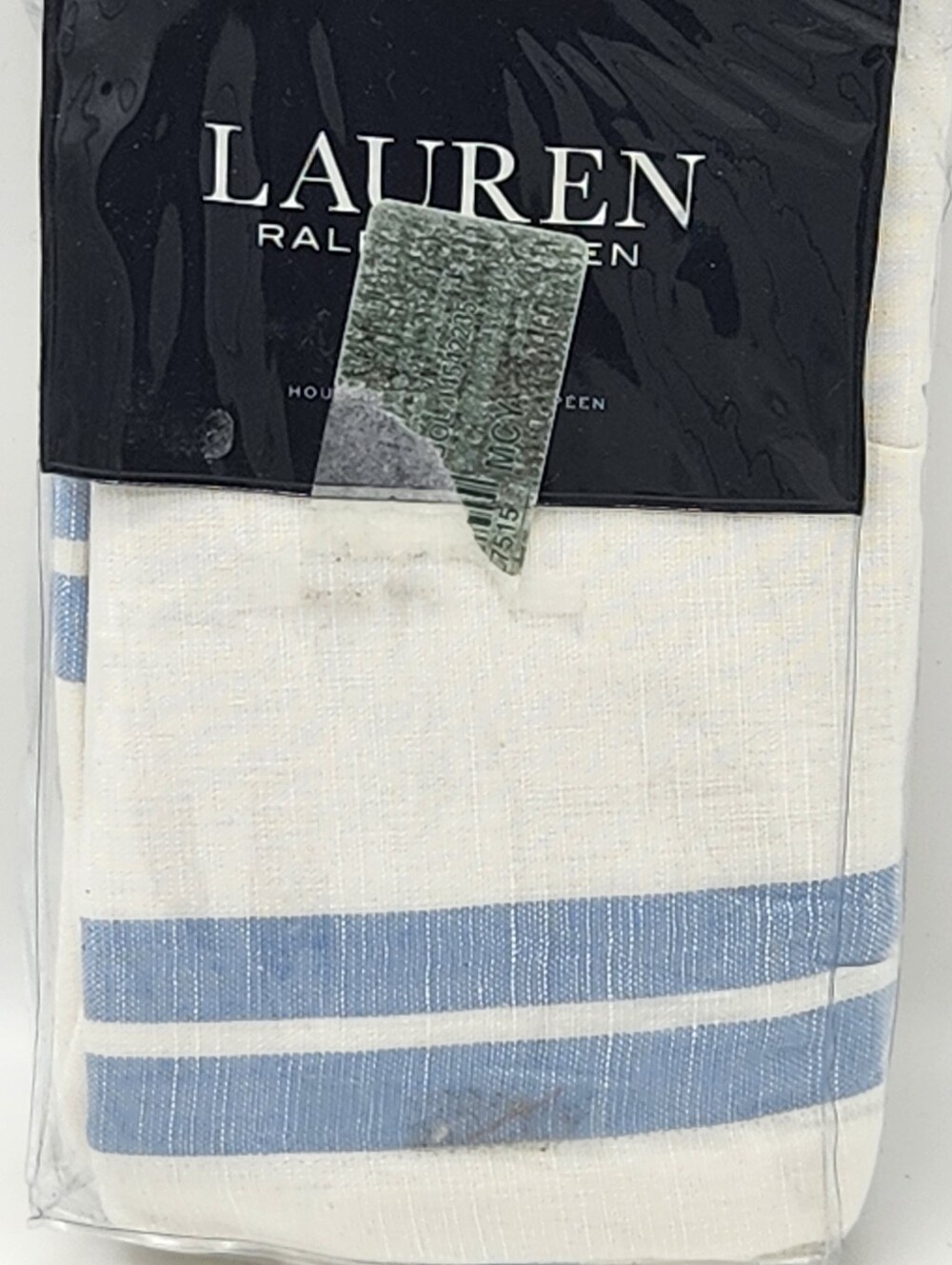Ralph Lauren Ada Euro Sham Blue Cream Yard-Dyed Frame 26x26 Cotton New
